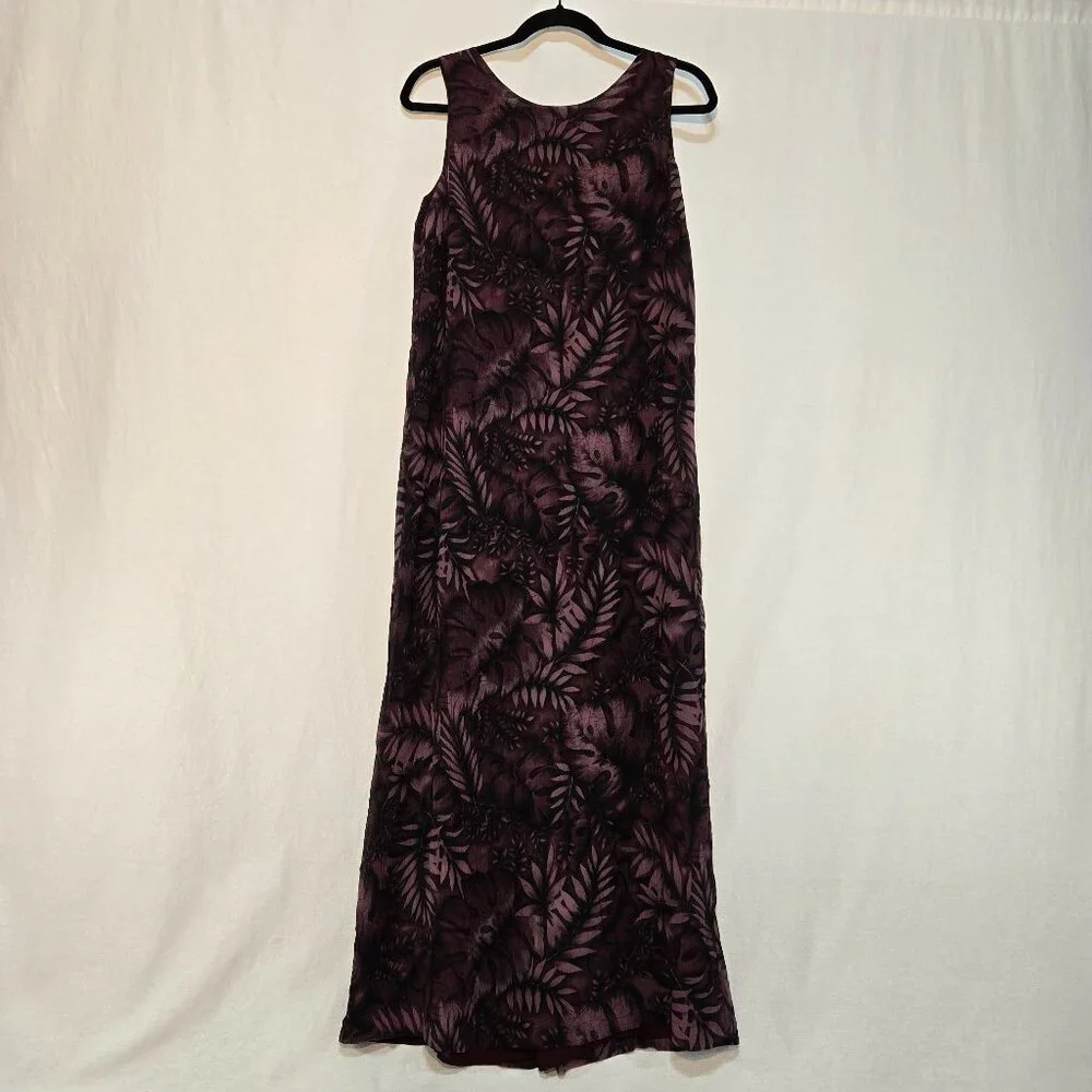 VINTAGE Out of Stock NEW WITH TAG Y2K Red Wine Leaf Print SILK Maxi Dress Size 6 - Picture 1 of 17